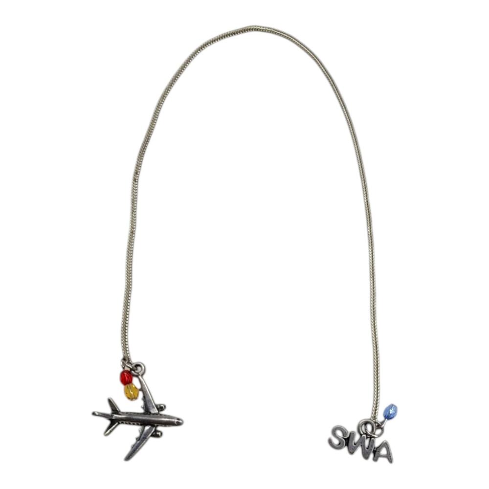 Southwest Airlines SWA Airplane Silver Tone Chain Bookmark Page Marker Charms